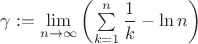 $ \gamma := \lim\limits_{n\to \infty}\left(\sum\limits_{k=1}^{n} \dfrac{1}{k} - \ln{n} \right)  $