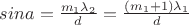 $sin{a}=\frac{m_1\lambda_2}{d}=\frac{(m_1+1)\lambda_1}{d}$