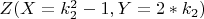 $Z(X=k_2^2-1,  Y=2*k_2) $