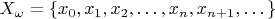 $X_\omega=\{x_0,x_1,x_2,\dots,x_n,x_{n+1},\dots\}$