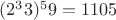 $(2^33) ^59 = 1105$