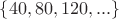$\{40,80,120,...\}$