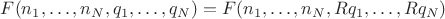 $F(n_1, \dots, n_N, q_1, \dots, q_N) = F(n_1, \dots, n_N, Rq_1, \dots, Rq_N)$