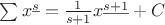 $\sum x^{\underline {s}}=\frac1{s+1}x^{\underline {s+1}}+C$