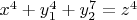 $\[x^4  + y_1^4  + y_2^7  = z^4 \]$
