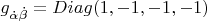 $\[g_{\dot \alpha \dot \beta }  = Diag(1, - 1, - 1, - 1)\]$