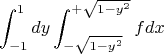 $$\int_{-1}^{1}dy\int_{-\sqrt{1-y^2}}^{+\sqrt{1-y^2}}fdx$$