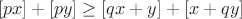 \[
\left[ {px} \right] + \left[ {py} \right] \ge \left[ {qx + y} \right] + \left[ {x + qy} \right]
\]