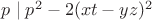 $p\mid p^2-2(xt-yz)^2$