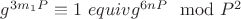 $g^{3m_1P}\equiv 1\ equiv g^{6nP}\mod P^2$