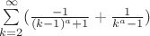 $\sum\limits_{k=2}^{\infty}  (\frac{-1}{(k-1)^a+1}+ \frac{1}{k^a-1}) $