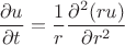 $$\frac{\partial u}{\partial t}=\frac{1}{r}\frac{\partial^2 (ru)}{\partial r^2}$$