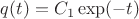 $q(t)=C_1\exp(-t)$