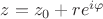 $z=z_0 + re^{i \varphi}$