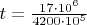 $t=\frac{17\cdot10^6}{4200\cdot10^5}$