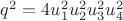 $q^2=4u_{1}^2u_{2}^2u_{3}^2u_{4}^2$