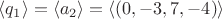 $\langle q_1\rangle=\langle a_2\rangle=\langle (0,-3,7,-4)\rangle$
