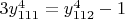 $3y_{111}^4=y_{112}^4-1$