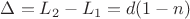 $\Delta=L_2-L_1=d(1-n)$ $\Delta=L_2-L_1=d(1-n)$