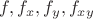 $f, f_x, f_y, f_{xy}$