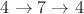 $4 \to 7 \to 4$