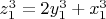 $z_1^3=2y_1^3+x_1^3$