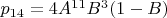 $p_{14}=4A^{11}B^3(1-B)$