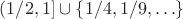 $(1/2,1]\cup\{1/4,1/9,\ldots\}$