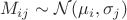 $$M_{ij} \sim \mathcal{N}(\mu_i, \sigma_j)$$