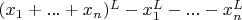 $(x_1+...+x_n)^L-x^L_1-...-x_n^L$