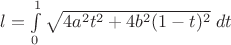 $l=\int\limits_0^{1} \sqrt{4a^2t^2+4b^2(1-t)^2}\; dt$