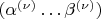 $(\alpha^{(\nu)}\ldots\beta^{(\nu)})$