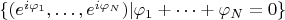 $\{(e^{i\varphi_{1}},\ldots,e^{i\varphi_{N}})|\varphi_{1}+\cdots +\varphi_{N}=0\}$