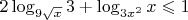 $ 2 \log_{9 \sqrt{x}}{3} + \log_{3 x^2}{x} \leqslant 1 $