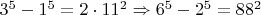 $3^5-1^5=2 \cdot 11^2 \Rightarrow 6^5-2^5=88^2$