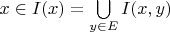 $x \in I(x) = \bigcup\limits_{y \in E}I(x,y)$