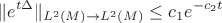 $$\|e^{t\Delta}\|_{L^2(M)\to L^2(M)}\le c_1e^{-c_2t}$$