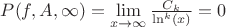 $P(f,A,\infty)=\lim \limits_{x \to \infty} { \frac {C_k} {\ln^k(x)} }=0$