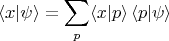 $$\langle x|\psi\rangle=\sum_p \langle x|p\rangle\,\langle p|\psi\rangle$$