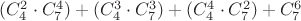 $(C_4^2\cdot C_7^4)+(C_4^3\cdot C_7^3)+(C_4^4\cdot C_7^2)+C_7^6$