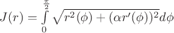 $J(r) = \int\limits_{0}^{\frac {\pi} 2} \sqrt {r^2(\phi) + (\alpha r'(\phi))^2} d\phi$