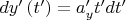 $dy'\left( {t'} \right) = a'_y t'dt'$