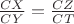 $\frac{{CX}}{{CY}} = \frac{{CZ}}{{CT}}$