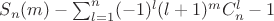 $S_n(m) - \sum_{l=1}^{n}(-1)^{l}(l+1)^mC_{n}^{l} - 1$