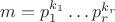 $m=p_1^{k_1}\dots p_r^{k_r}$