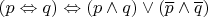 $(p \Leftrightarrow q) \Leftrightarrow (p \wedge q) \vee (\overline{p} \wedge \overline{q})$