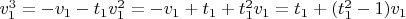 $v_1^3=-v_1-t_1 v_1^2=-v_1+t_1+t_1^2 v_1=t_1+(t_1^2-1) v_1$