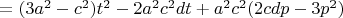 $=(3a^2-c^2)t^2-2a^2c^2dt+a^{2}c^2(2cdp-3p^2)$