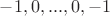 $-1,0,...,0,-1$