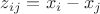 $z_{ij}=x_i-x_j$